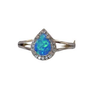 NWOT Fragrant Jewels Blue Opal Pear Cut Ring Size 7.75 US